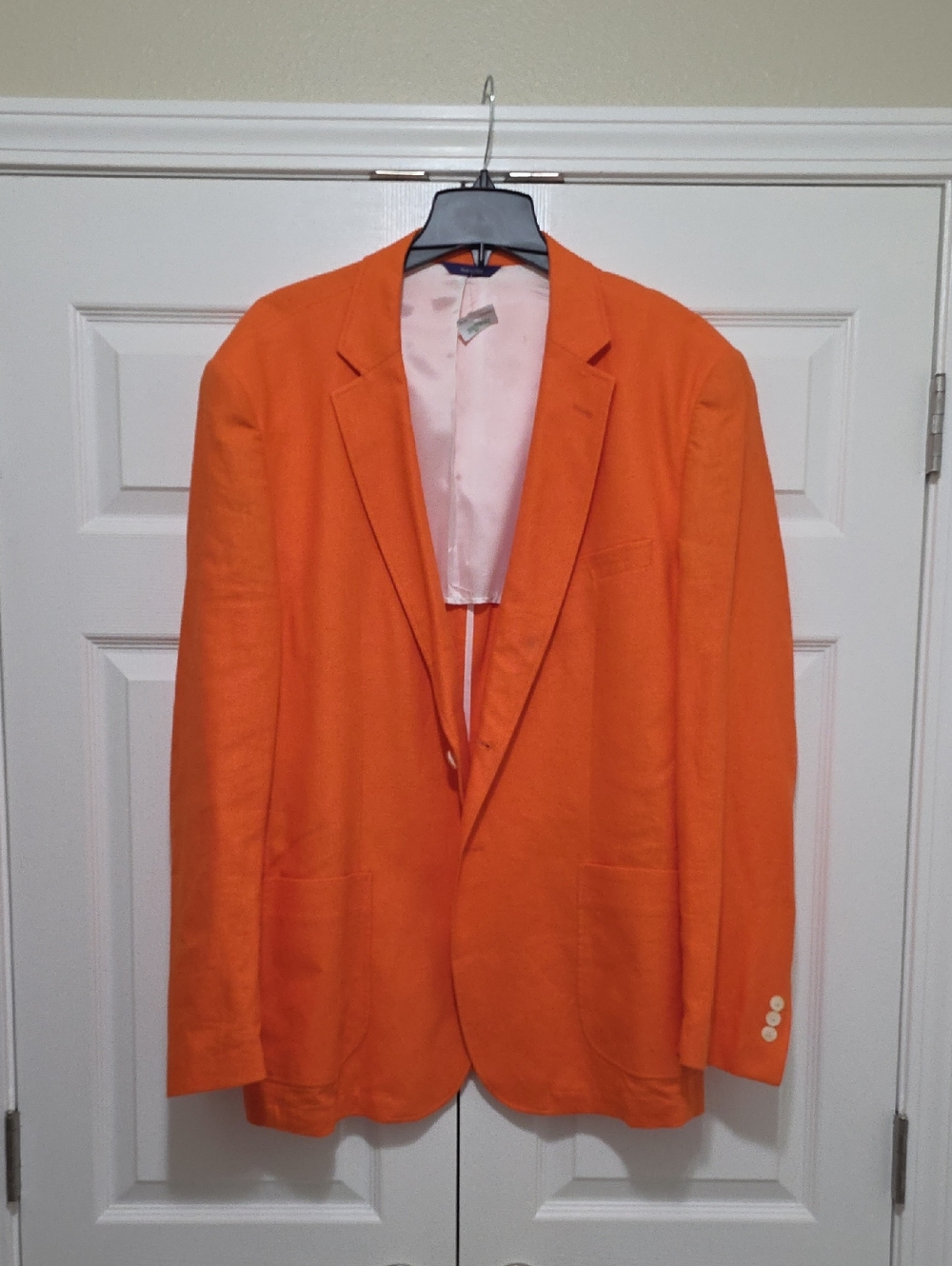 Alan Flusser Bright Orange Linen-Blend Blazer